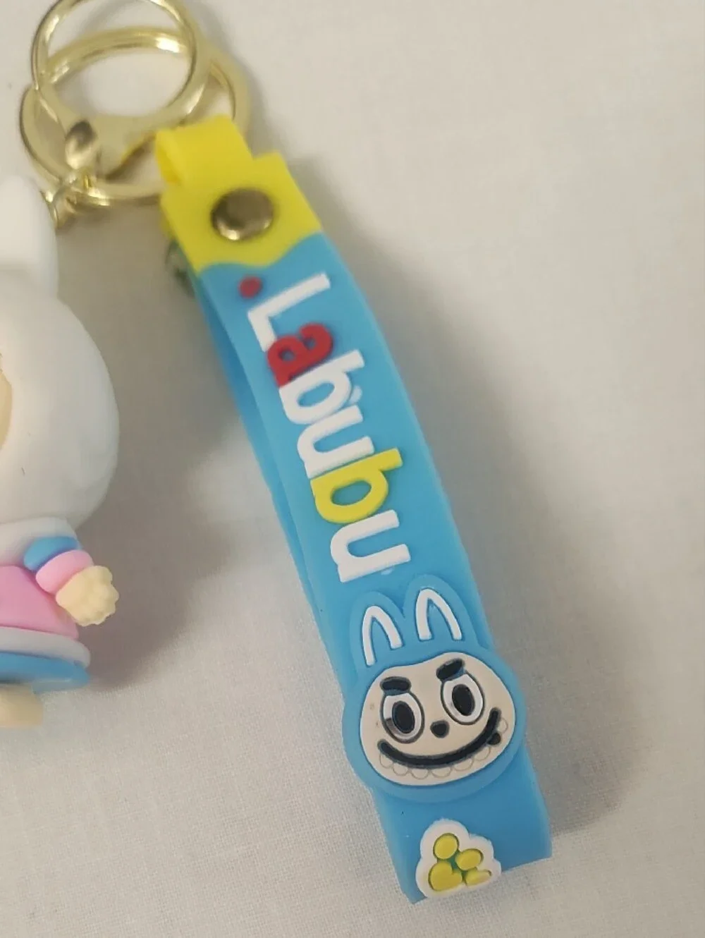 Labubu Blue & Yellow Character Keychain with Cute Doll Charm